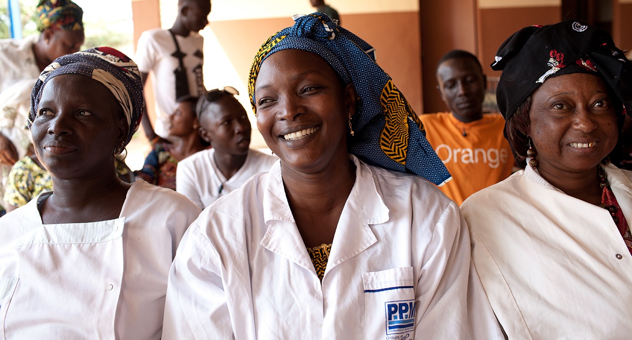 Health workers sitting during training.