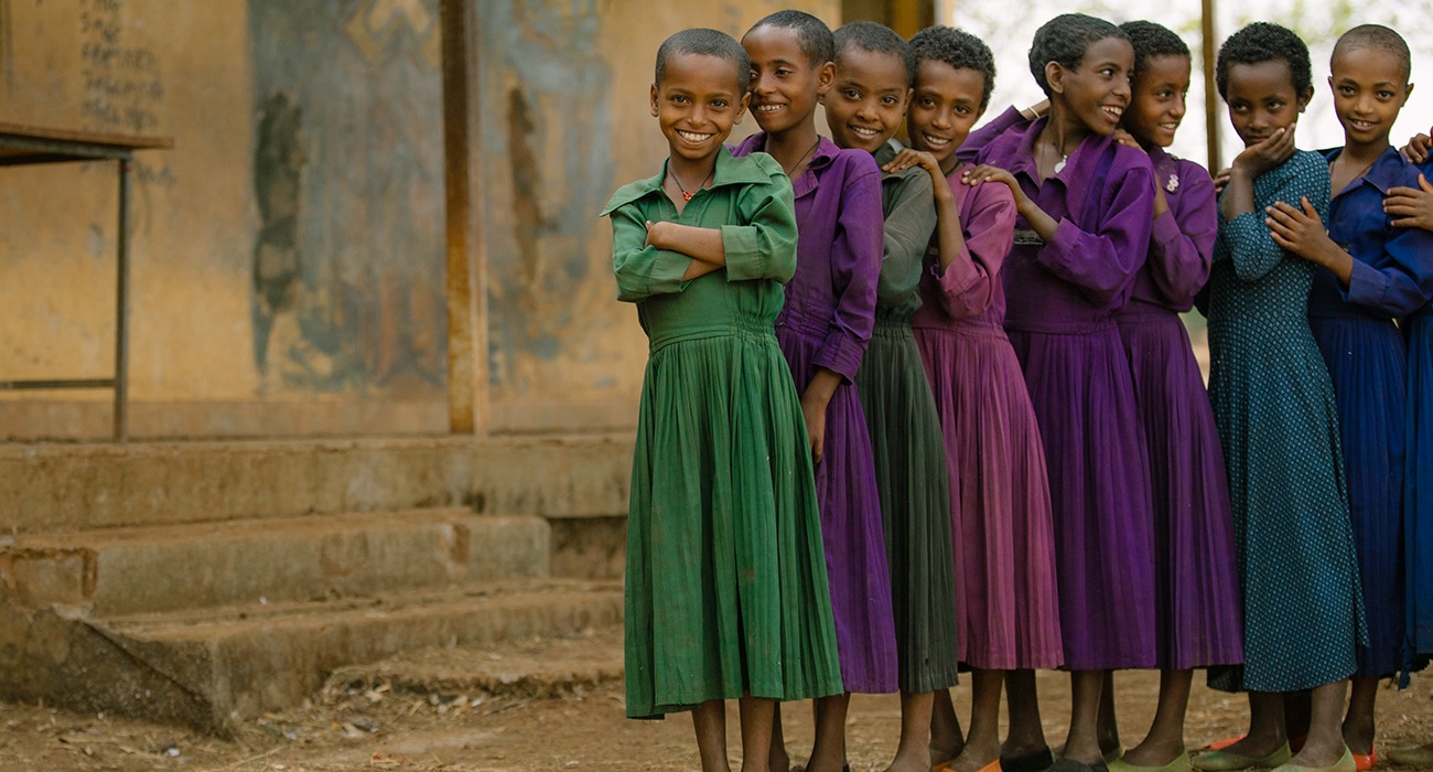 Children waiting in line in Ethiopia.