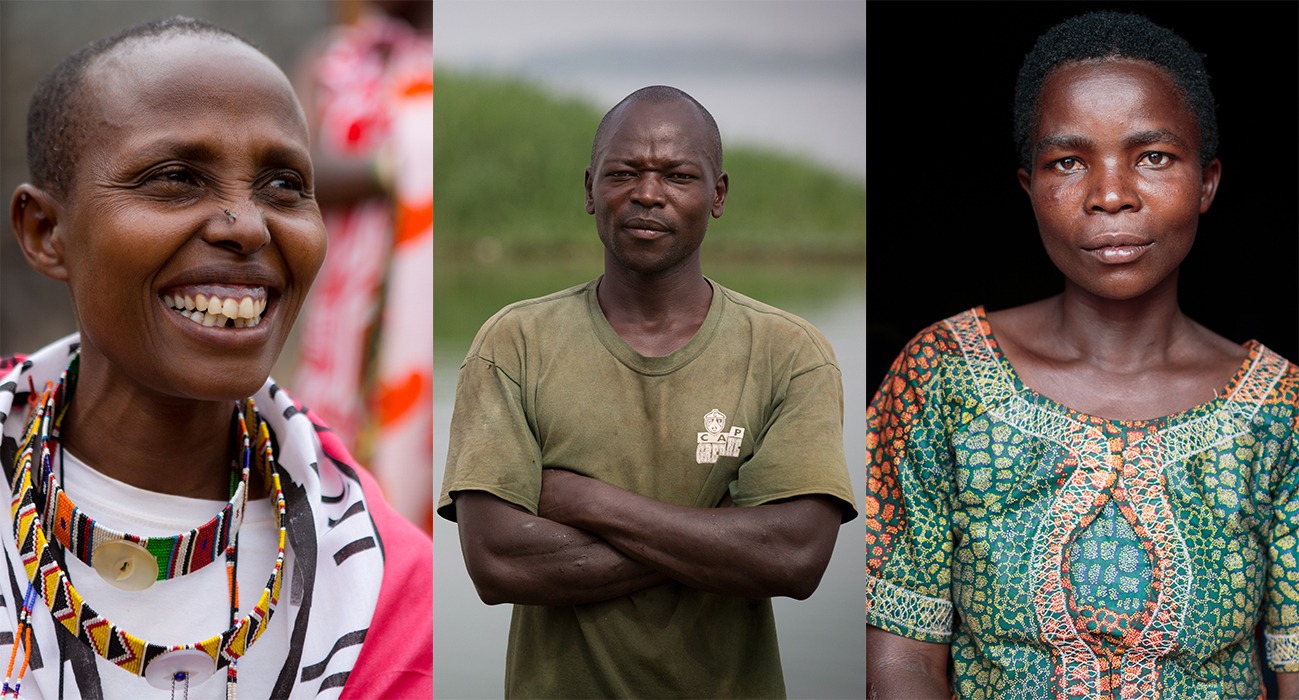 profiles of three people