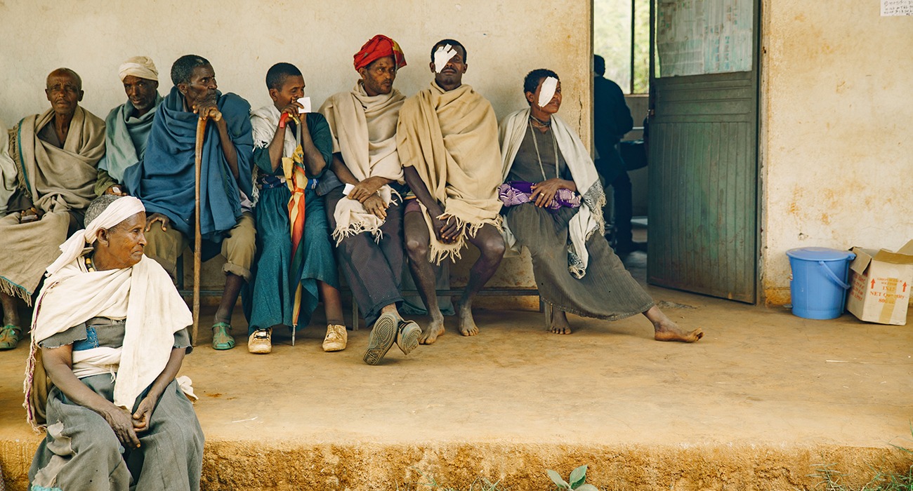 People waiting after their trachoma surgeries.