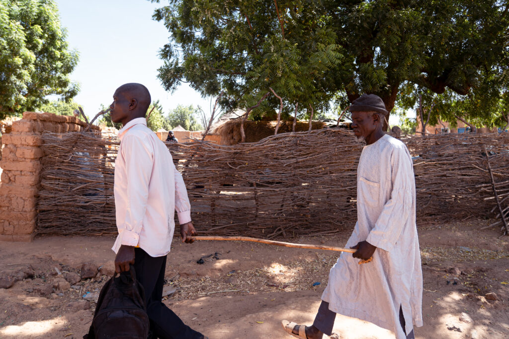 Nassir Banga, visually impaired from river blindness, is one of the last people in Niger living with the disease.